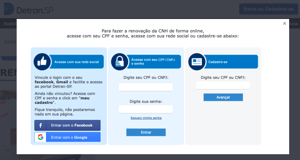 como renovar CNH de forma online